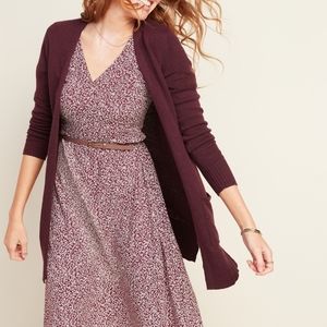 XS Purple Long Line Open Front Sweater